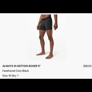 Lululemon Always In Motion Boxer 5”